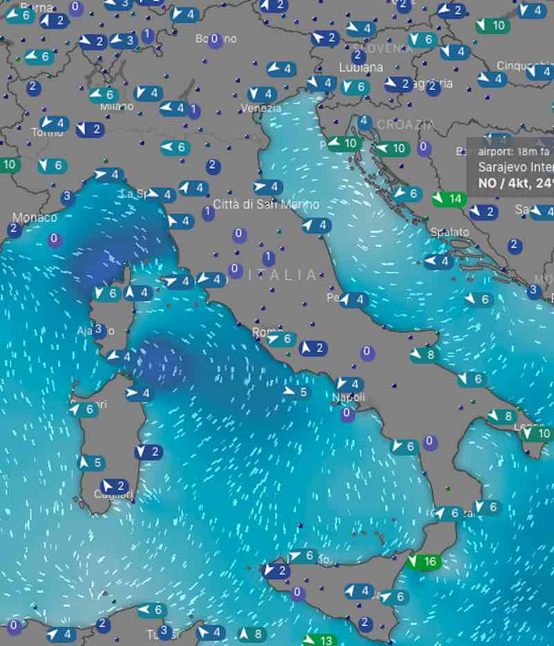 Meteo Italia domani venti e mari di lunedì 8 luglio 2019 - meteoweek.com