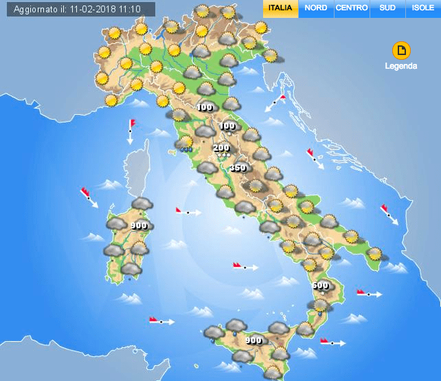 Previsioni meteo giovedì 15