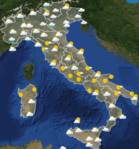 Meteo Italia Previsioni del tempo di mercoledì 22 maggio 2019 ore 00-06 - meteoweek.com