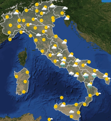 Meteo Italia Previsioni del tempo di oggi venerdì 31 maggio 2019 ore 12 - meteoweek.com