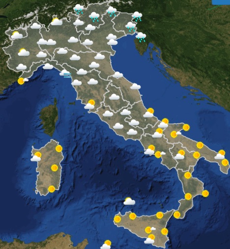 Meteo Italia Previsioni del tempo domani martedì 21 maggio 2019 ora 00-06 - meteoweek.com