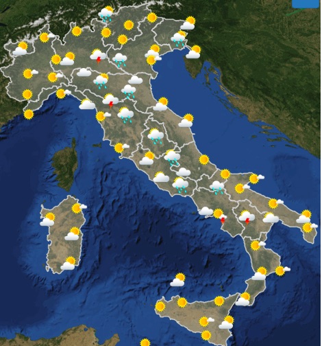 Meteo Italia Previsioni del tempo giovedì 23 maggio 2019 ore 06-12 - meteoweek.com