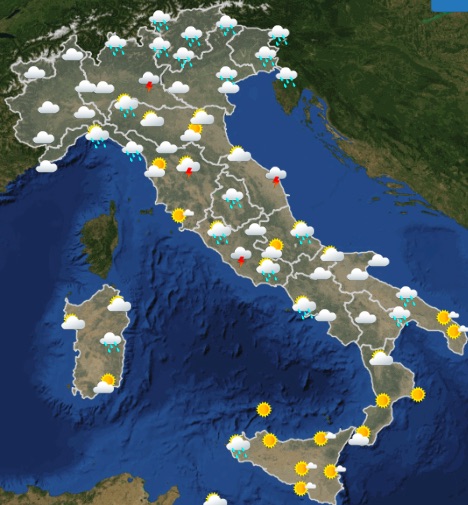 Meteo Italia Previsioni del tempo oggi lunedì 20 maggio 2019 ore 06-12 - meteoweek.com