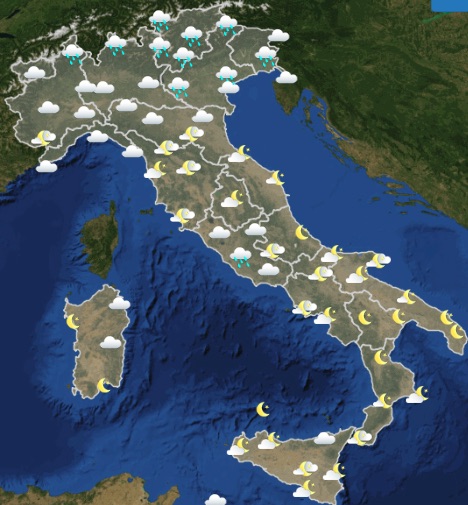 Meteo Italia Previsioni del tempo oggi lunedì 20 maggio 2019 ore 12-18 - meteoweek.com
