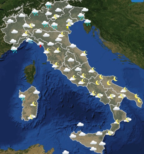 Meteo Italia domani domenica 19 maggio 2019 ore 18-24 - meteoweek.com