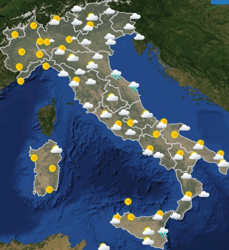Meteo Italia previsioni del tempo domani giovedì 30 maggio 2019 ore 06 - meteoweek.com