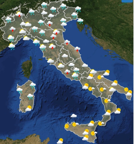 Meteo Italia weekend sabato 18 domenica 19 maggio 2019 domenica ore 06-12 - meteoweek.com