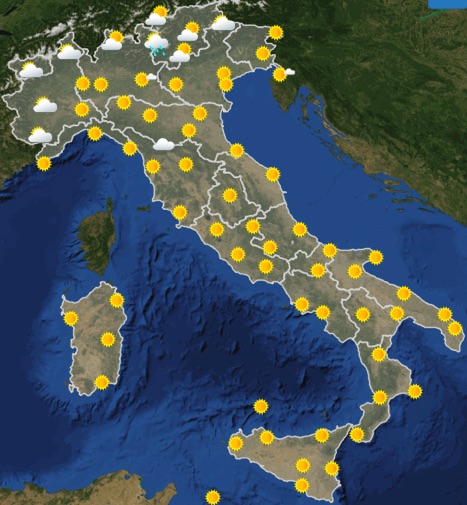 Meteo Italia previsioni del tempo di domani lunedì 1 luglio 2019 ore 12 - meteoweek.com