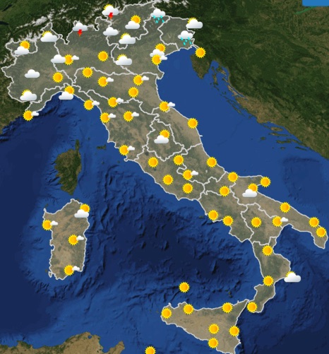 Meteo Italia previsioni del tempo domani giovedì 20 giugno 2019 ore 12 - meteoweek.com