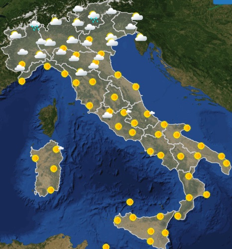 Meteo Italia previsioni del tempo domani giovedì 20 giugno 2019 ore 6 - meteoweek.com