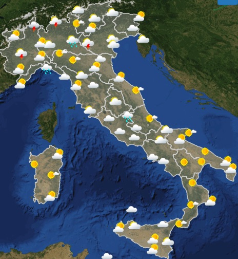 Meteo Italia previsioni del tempo domani giovedì 6 giugno 2019 ore 06 - meteoweek.com