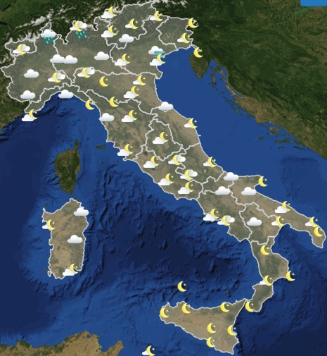 Meteo Italia previsioni del tempo di oggi venerdì 7 giugno 2019 ora 24 - meteoweek.com