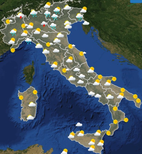 Meteo Italia previsioni del tempo oggi giovedì 6 giugno 2019 ore 06 - meteoweek.com