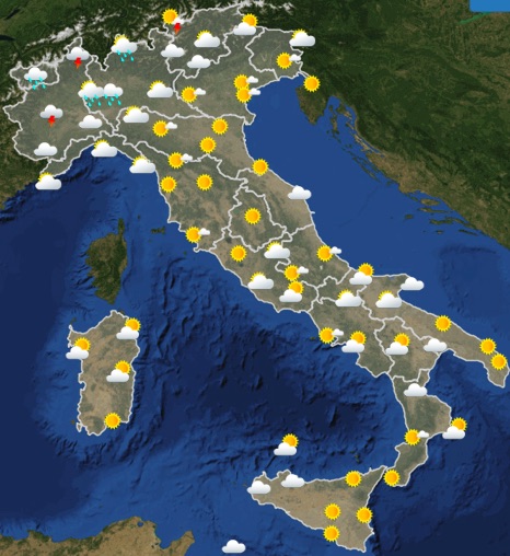 Meteo Italia previsioni del tempo oggi martedì 11 giugno 2019 ore 12 - meteoweek.com