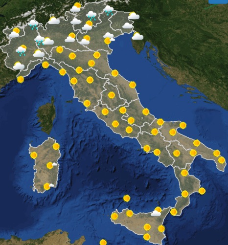 Meteo Italia previsioni del tempo oggi mercoledì 19 giugno 2019 ore 6 - meteoweek.com