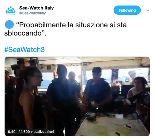 Tweet ONG Sea Watch la situazione si sta sbloccando - meteoweek.com