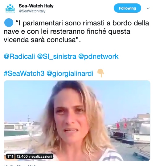 Tweet Sea Watch parlamentari rimangono a bordo - meteoweek.com