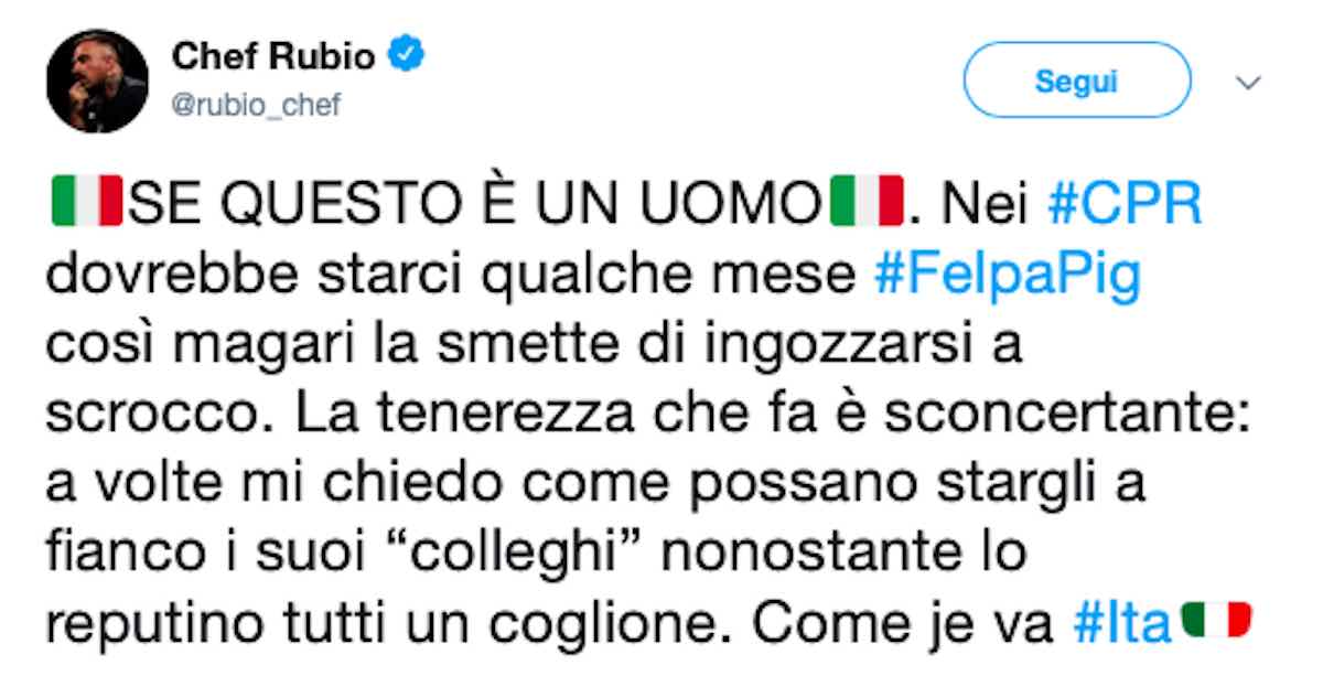 Chef Rubio - Matteo Salvini - meteoweek.com