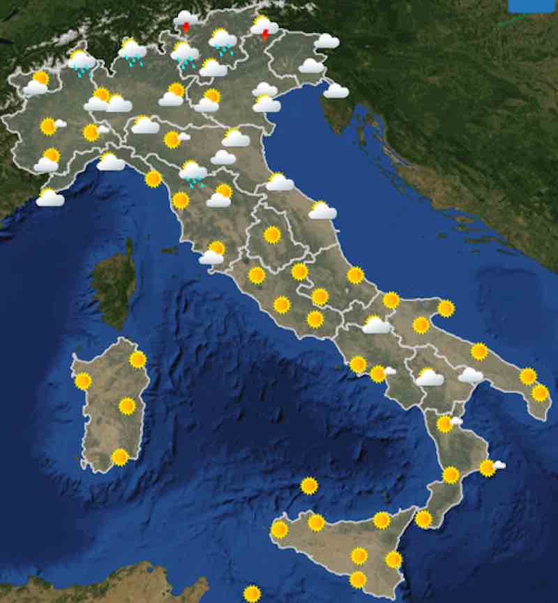 Meteo Italia previsioni del tempo di domani giovedì 4 luglio 2019 ore 12 - meteoweek.com