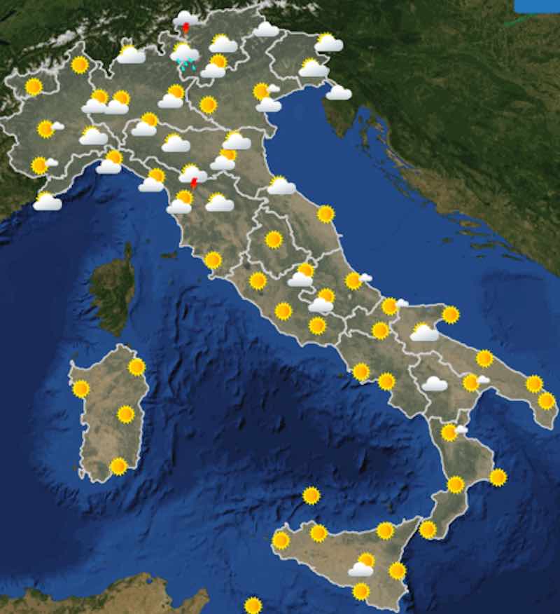 Meteo Italia previsioni del tempo di oggi giovedì 4 luglio 2019 ore 12 - meteoweek.com