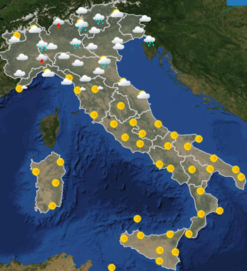 Meteo Italia previsioni del tempo di oggi giovedì 4 luglio 2019 ore 6 - meteoweek.com