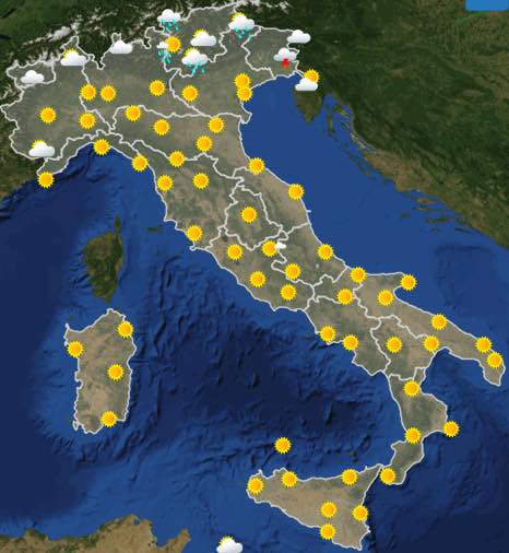 Meteo Italia previsioni del tempo oggi martedì 2 luglio 2019 ore 12 - meteoweek.com
