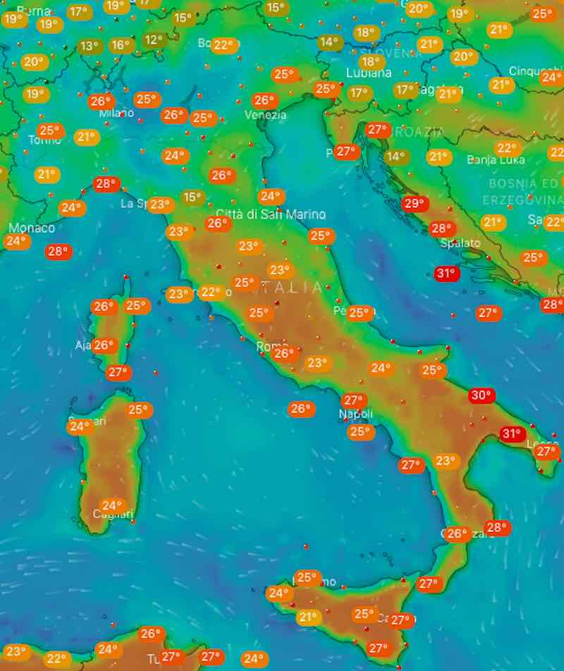 Meteo Italia temperature di domani giovedì 4 luglio 2019 - meteoweek.com
