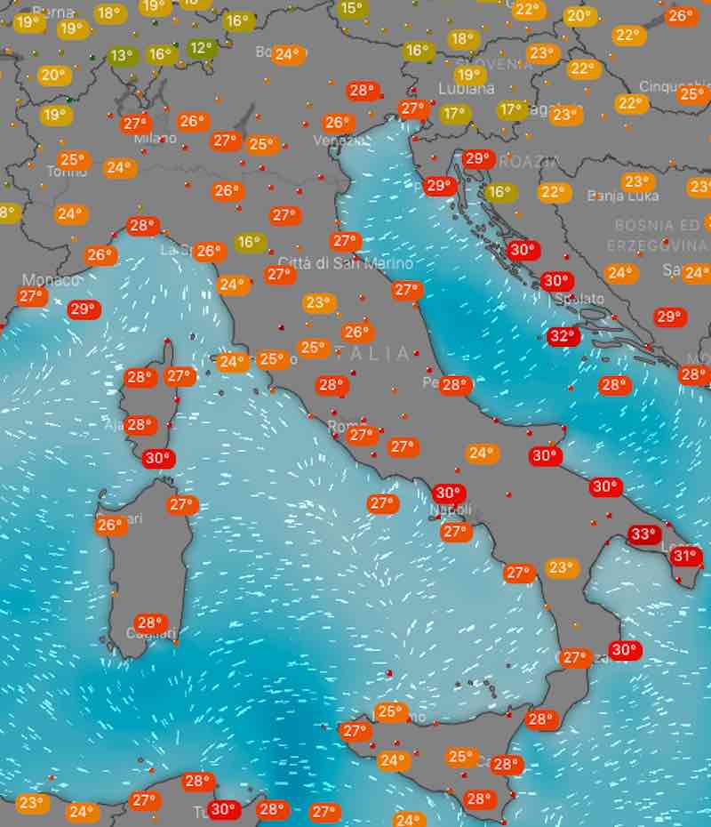 Meteo Italia temperature di domani venerdì 5 luglio 2019 - meteoweek.com