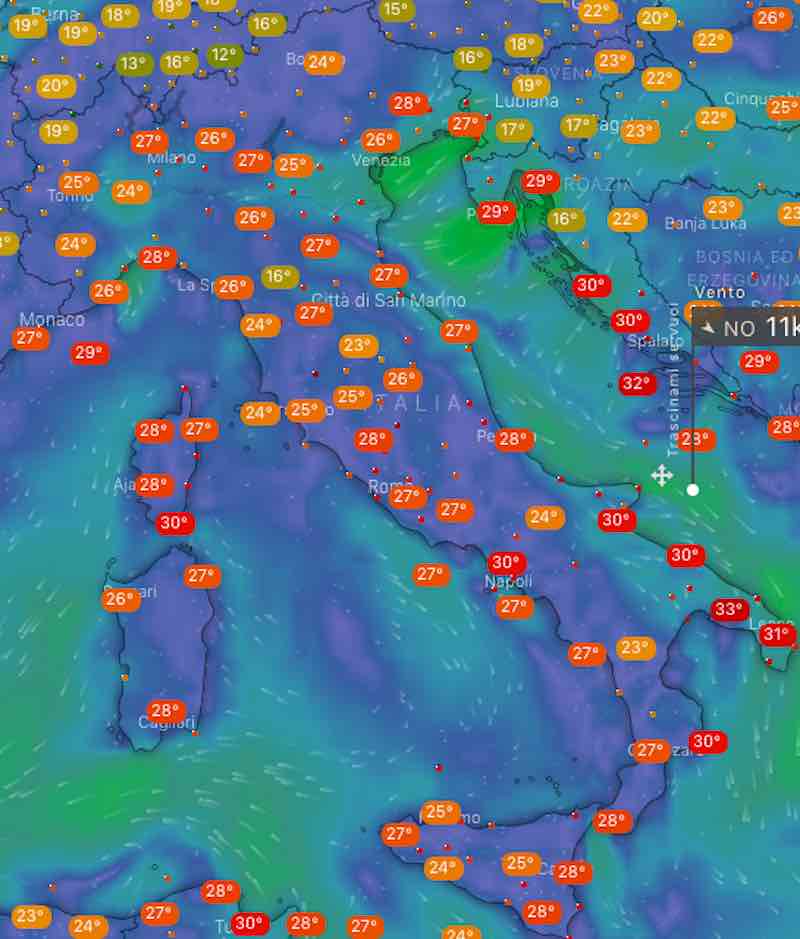 Meteo Italia temperature di oggi giovedì 4 luglio 2019 - meteoweek.com