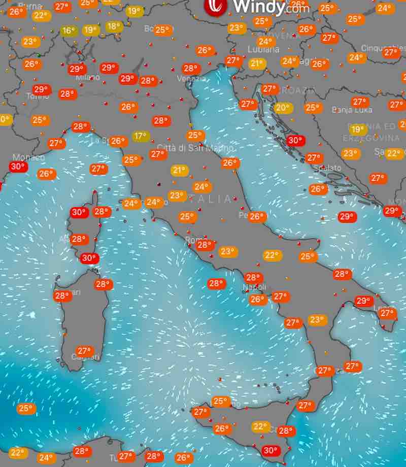 Meteo Italia temperature domani martedì 2 luglio 2019 - meteoweek.com