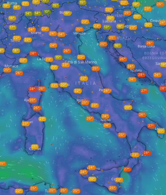 Meteo Italia temperature oggi martedì 2 luglio 2019 - meteoweek.com
