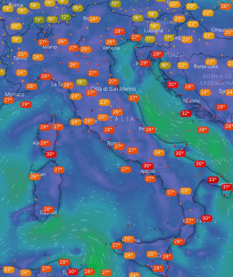 Meteo Italia temperature oggi venerdì 5 luglio 2019 - meteoweek.com