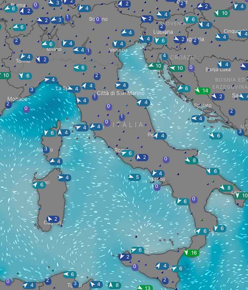 Meteo Italia venti e mari di domani sabato 6 luglio 2019 - meteoweek.com