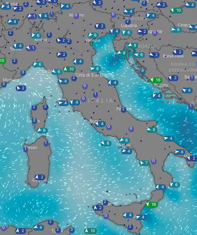 Meteo Italia venti e mari di oggi mercoledì 3 giugno 2019 - meteoweek.com