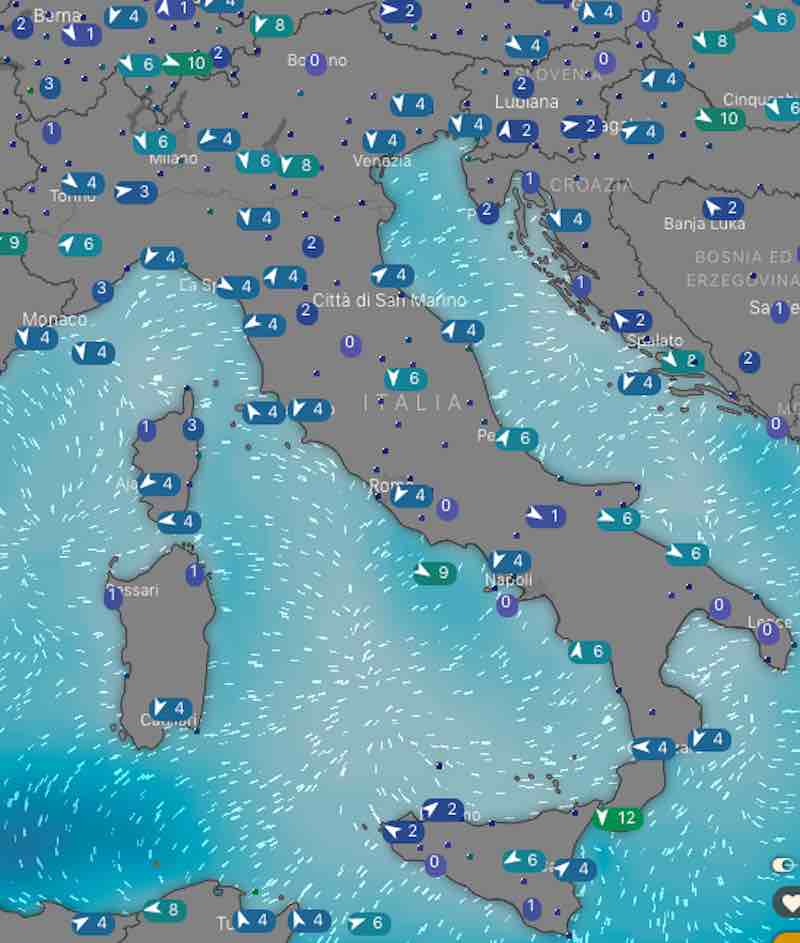 Meteo Italia venti e mari oggi martedì 2 luglio 2019 - meteoweek.com