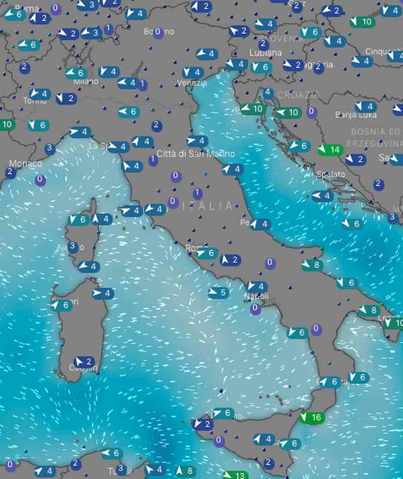 Meteo Italia venti e mari oggi venerdì 5 luglio 2019 - meteoweek.com