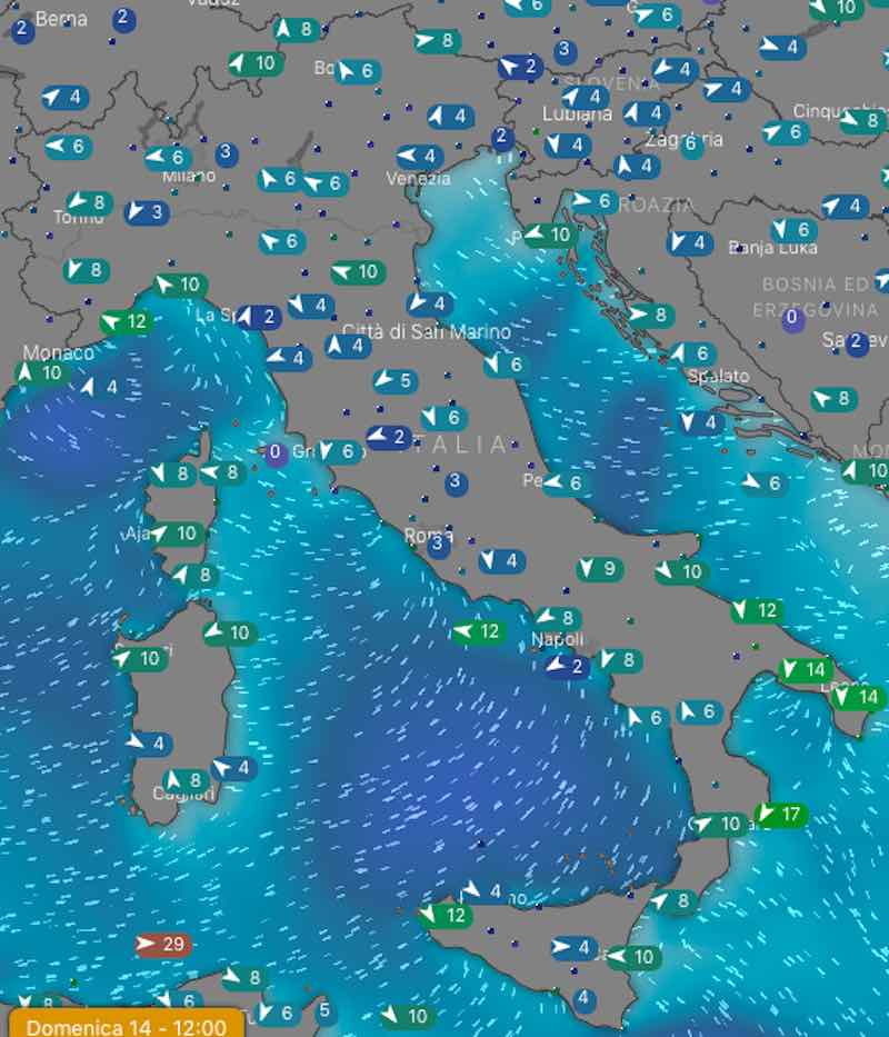 Meteo Weekend domenica - Mari e venti - per Sabato e Domenica - meteoweek.com