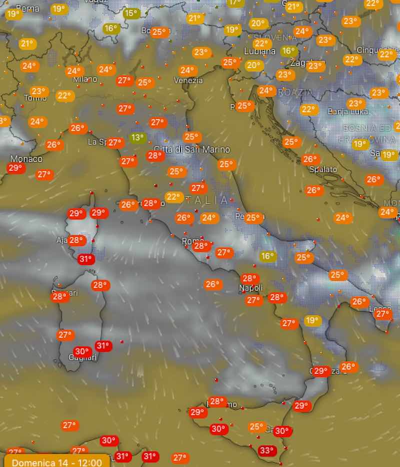 Meteo Weekend domenica - temperature per Sabato e Domenica - meteoweek.com