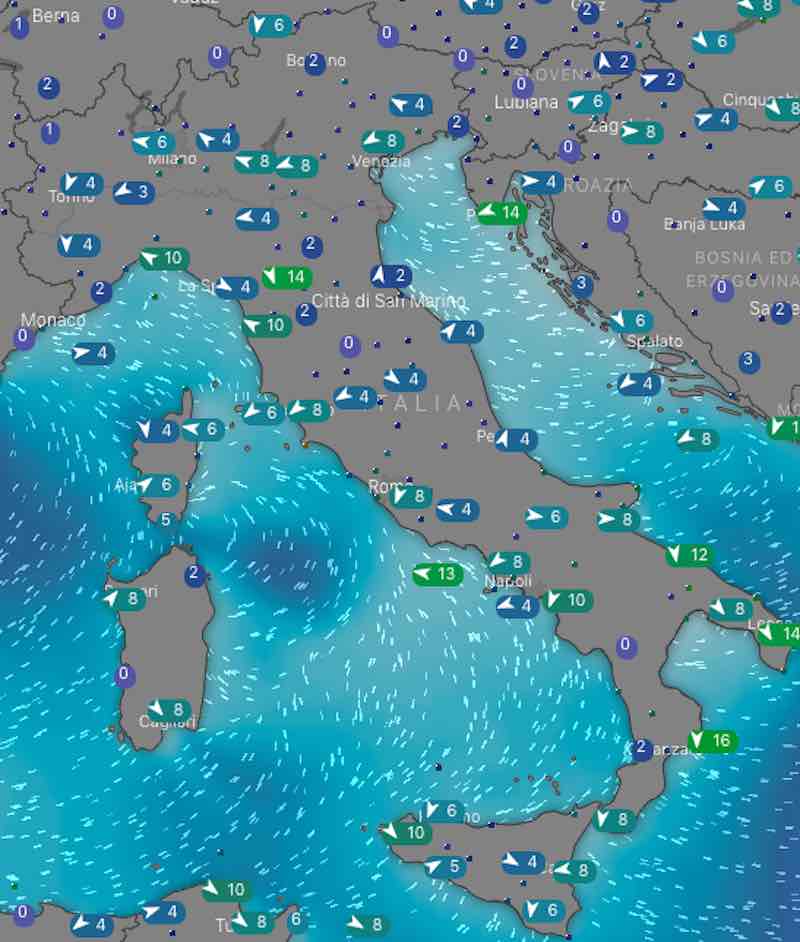 Meteo domani mari e venti venerdì 12 luglio in Italia - meteoweek.com