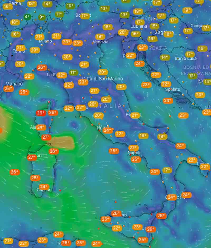 Meteo domani temperatura di sabato 13 luglio in Italia - meteoweek.com