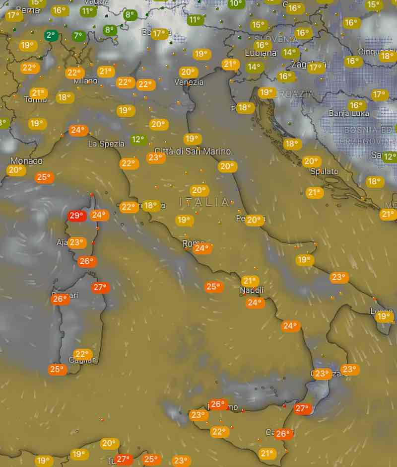 Meteo domani temperature di domenica 14 luglio 2019 - meteoweek.com