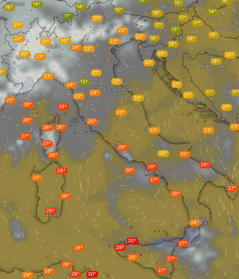 Meteo domani temperature giovedì 11 luglio - meteoweek.com