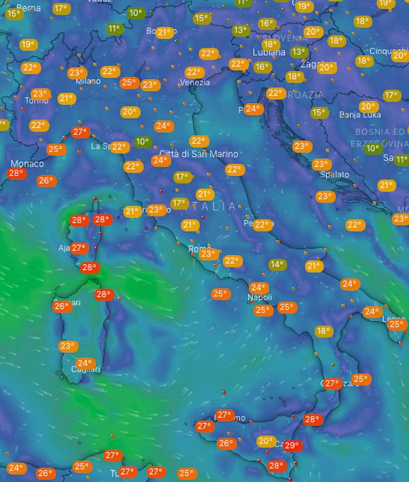 Meteo domani temperature venerdì 12 luglio in Italia - meteoweek.com