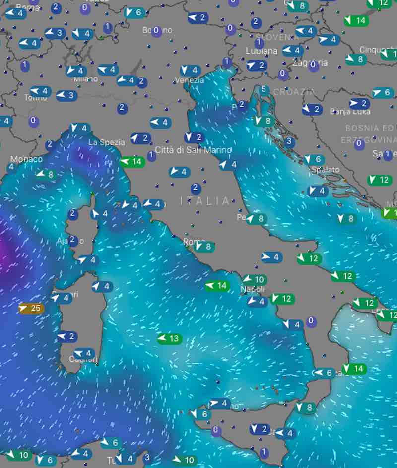 Meteo oggi venti e mari di lunedì 15 luglio 2019 in Italia mattina - meteoweek.com