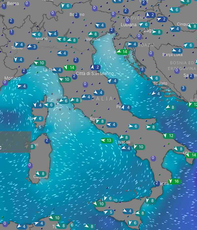 Meteo oggi mari e venti di giovedì 11 luglio in Italia - meteoweek.com