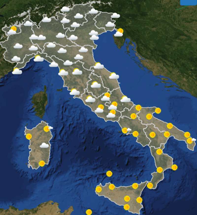 Meteo oggi previsioni del tempo di giovedì 11 luglio in Italia ore 12 - meteoweek.com