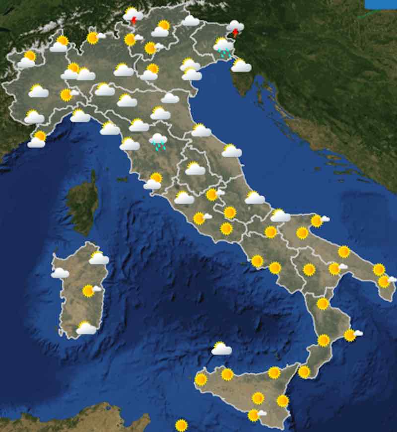 Meteo oggi previsioni del tempo in Italia lunedì 8 luglio 2019 ore 12 - meteoweek.com