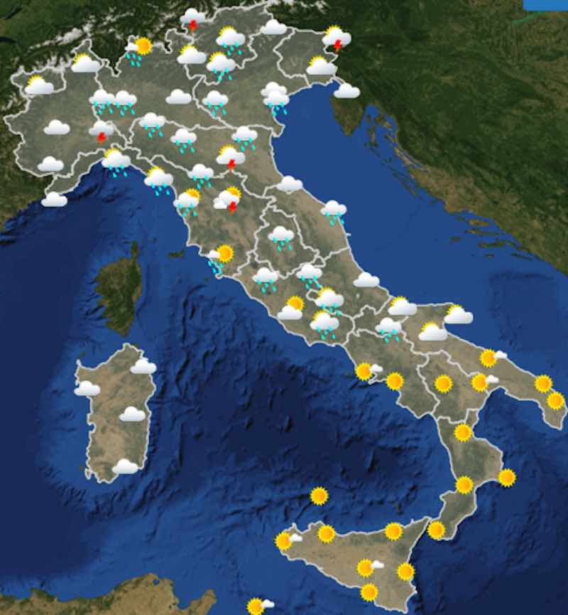 Meteo oggi previsioni del tempo oggi martedì 9 luglio ore 12 - meteoweek.com