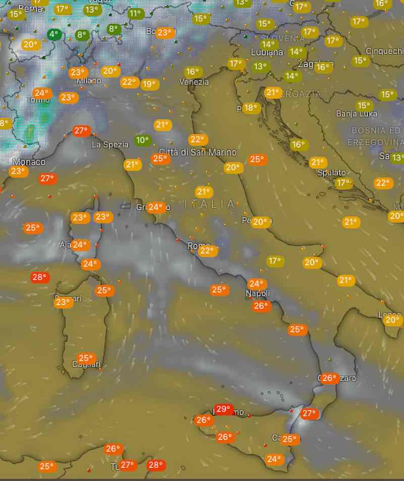 Meteo oggi temperature di domenica 14 luglio 2019 ore 20 - meteoweek.com