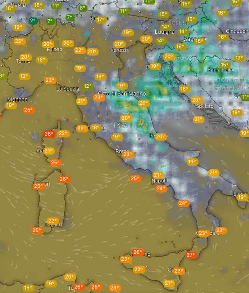 Meteo oggi temperature di sabato 13 luglio in Italia - meteoweek.com